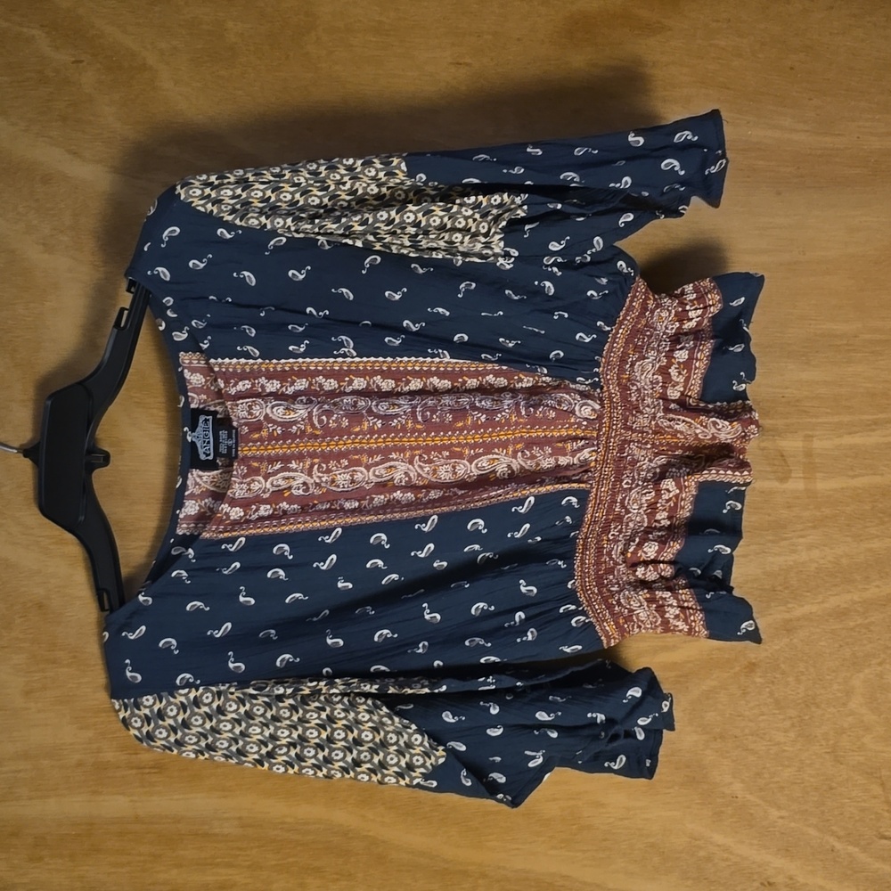 Angie Paisley Smocked Top